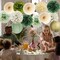 Olive Sage Green Paper Pom Poms Paper Decorations(sage green, gold, olive green)